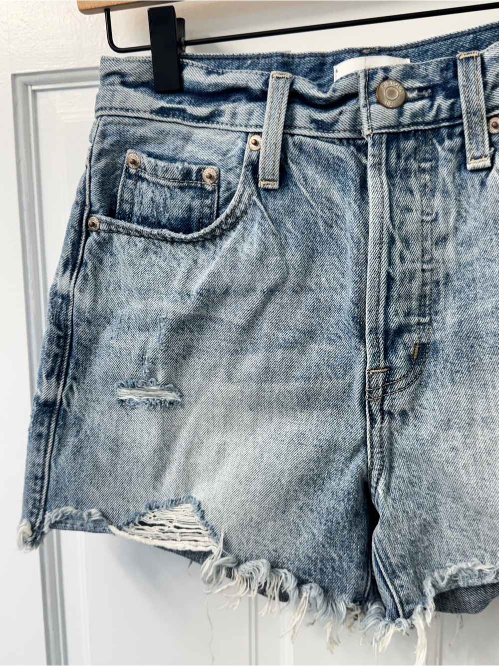 Revolve PISTOLA Nova Shorts High Waist Distressed Denim Sz 24 - Picture 9 of 12